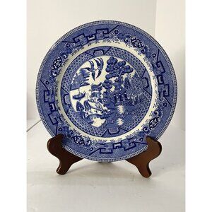 Vintage WOODS WARE Blue Willow Lipped Dinner Plate 10" Wood & Sons England